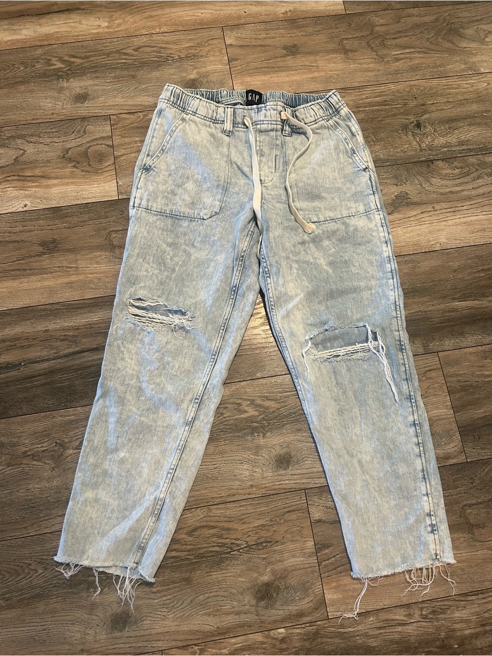 GAP   Denim  Easy Jean Cargo Drawstring Jogger Elastic Waist Womens Size Small